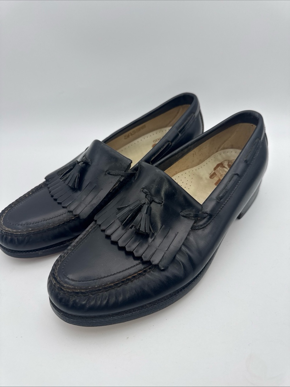SAS Mens Size 11 M Black Kiltie Tassel Leather Loafer Slip On Dress Shoes